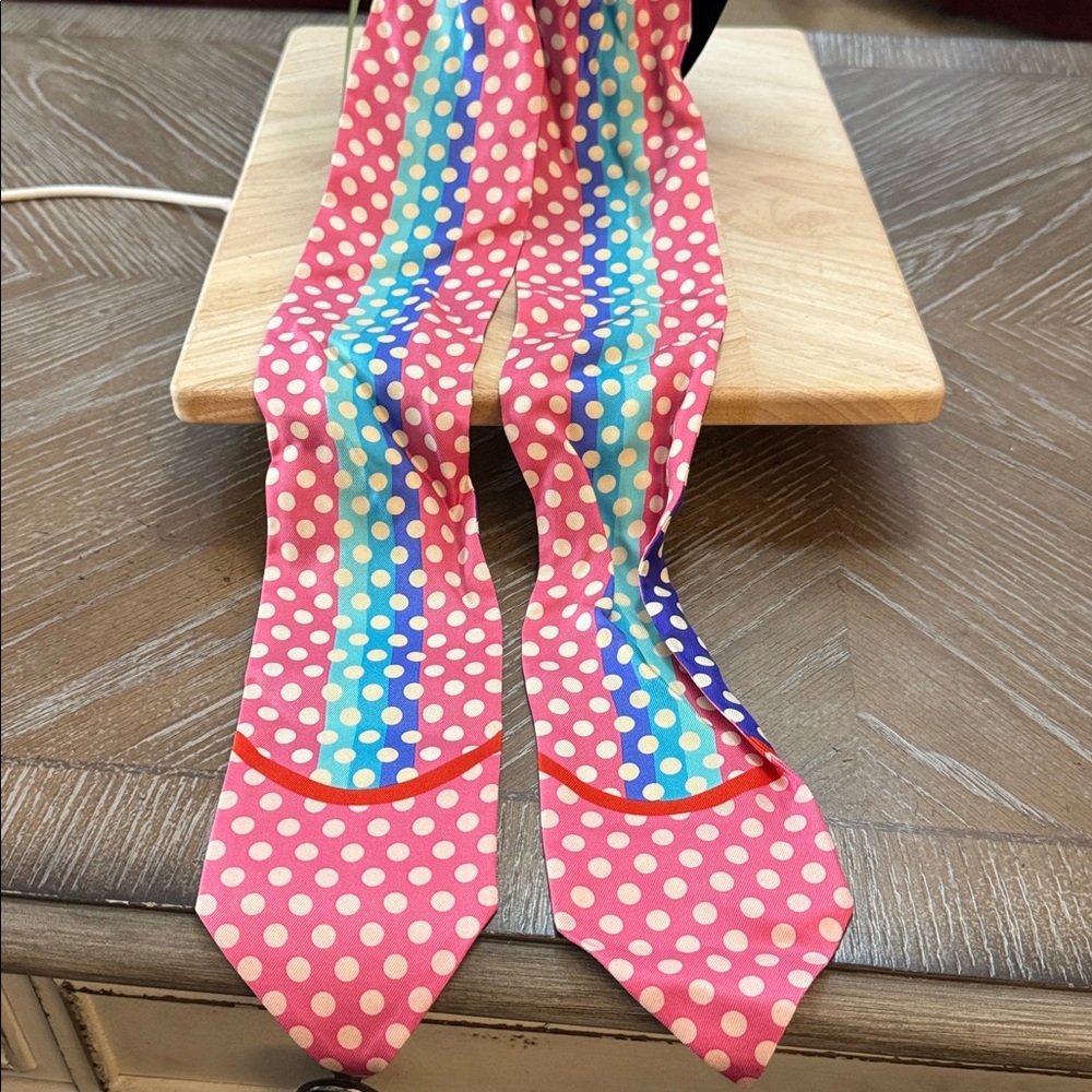 Gucci Polka Dot Pink Blue Silk Scarf - Picture 5 of 8